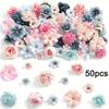 50/90Pcs Mini Random Artificial Silk Flower Heads For Home Room Decoration Fake Rose Peony DIY Wreath Mother's Day Wedding Decor