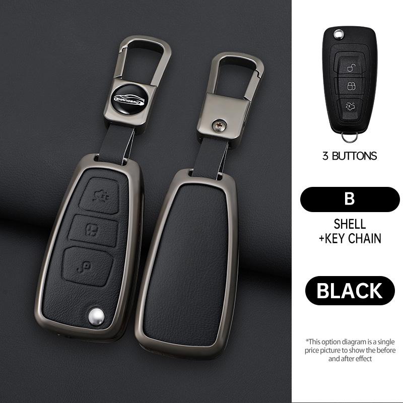 Чехол для автомобильного ключа с 3 кнопками для Ford C-Max Mondeo Kuga Fiesta Titanium Ford Focus 3 4 St Mk3 Mk4 Чехол-сумка для брелока