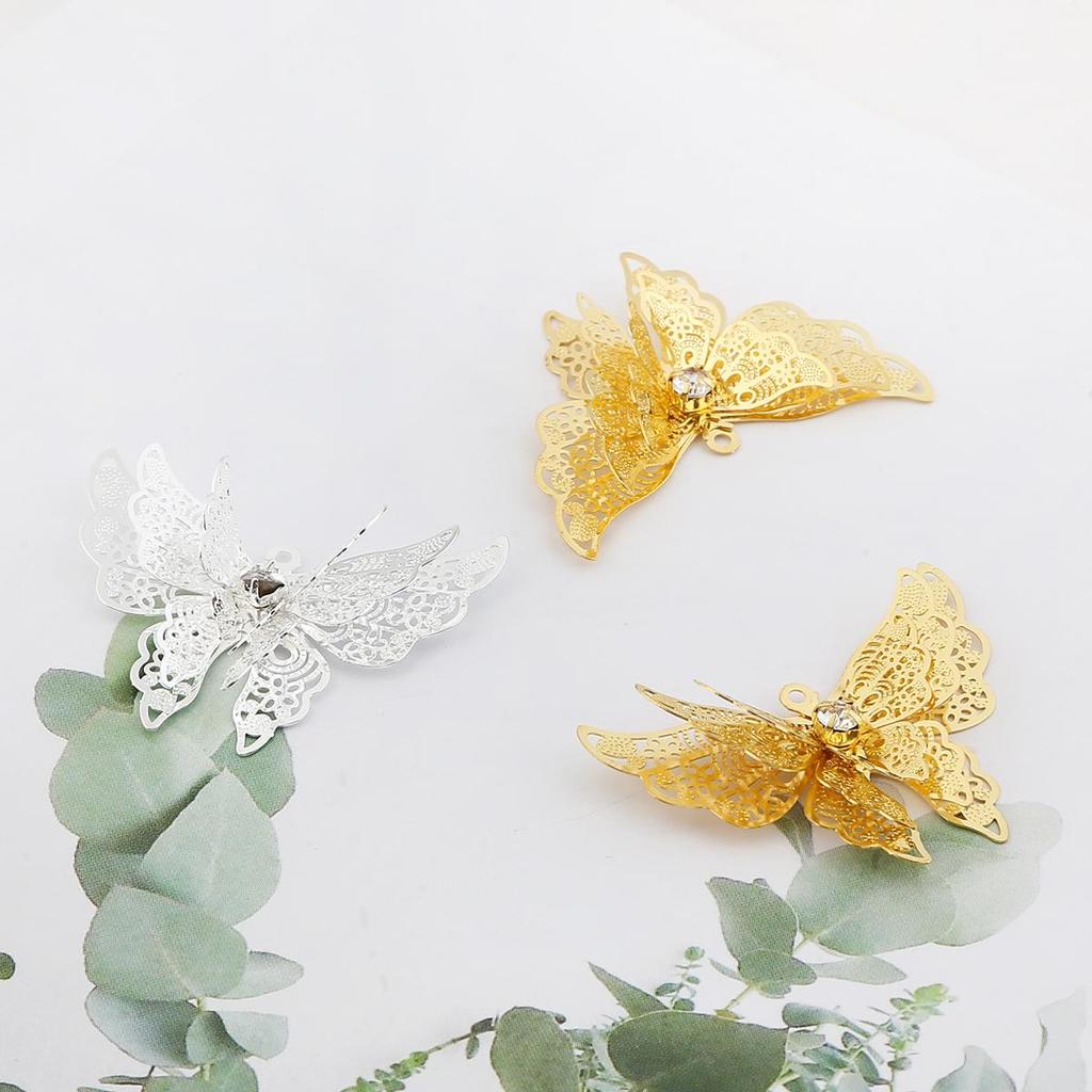 1Pcs 25*35mm Multilayer Butterfly Copper Pendant For Jewelry Making DIY Charm Decoration