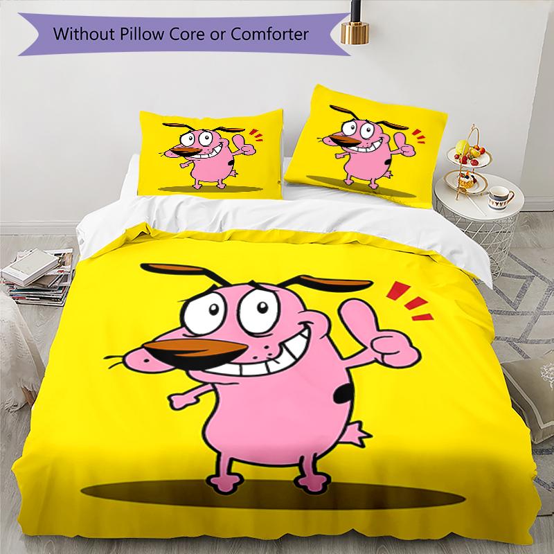 3pcs Courage the Cowardly Dog1 pattern bedding set duvet cover set includes duvet cover &pillowcases, perfect all season bedroom decoration & gift