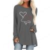 2025 Love Heart 3D Print Long Sleeve T Shirt Women Fashion Crewneck Long Tunic Tops Women T Shirt T Shirt Feminino