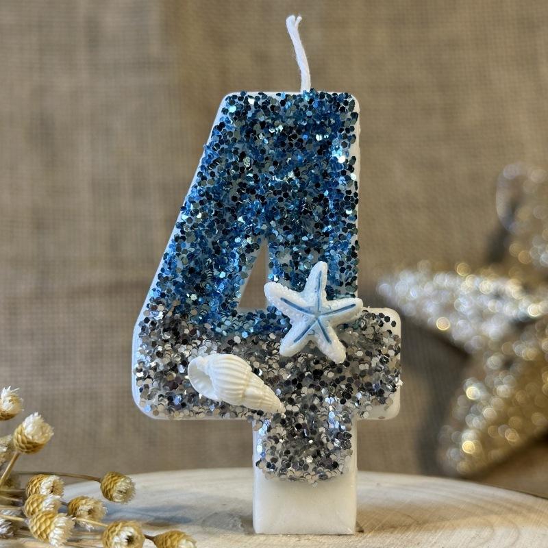 Цифровая свеча для торта на день рождения Украшение для торта Празднование вечеринки Океан Креативный Ручная работа Сделай сам