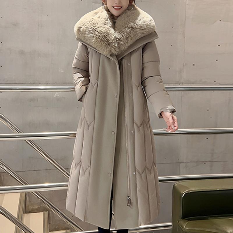 Plus Size L-7XL Fashion Winter Jackets Woman Long Parkas Hooded Big Faux Fur Collar Loose Thick Warm Overcoat Casual Women's Coats With Belt