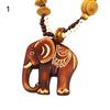 Boho Women Elephant Dolphin Fish Animal Leaf Pendant Beaded Wooden Long Necklace