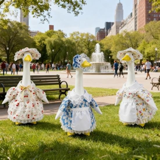 Yousheng Spring Flower Porch Goose Outfit for 23Inch Cement Goose Wildflower Floral Goose Clothes for Spring Summer Outdoor Patio Yard Lawn Decoration