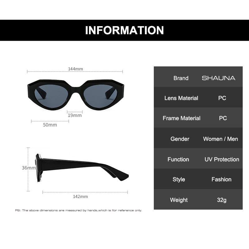 SHAUNA, маленькие овальные солнцезащитные очки в стиле ретро, женские Ins, популярные трендовые мужские солнцезащитные очки «кошачий глаз», UV400