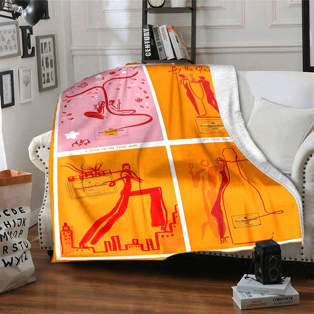 Veuve Clicquot Themed Blanket, Warm Coziness Couch Sofa Bed Blanket Home Decor