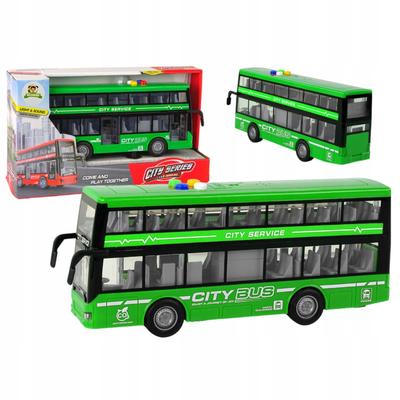 Эко Автобус Двухэтажный Зеленый Double Decker Привод Звуки Огни Масштаб 1:16