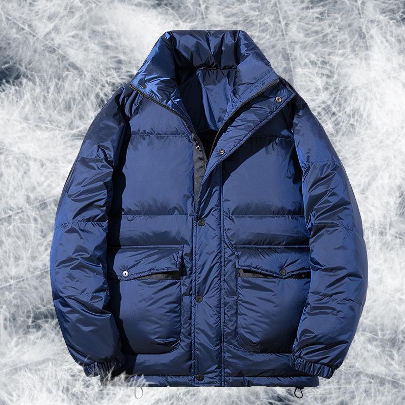 Зимняя толстая пуховая куртка для мужчин, повседневная свободная куртка больших размеров с воротником-стойкой из белого утиного пуха для мужчин