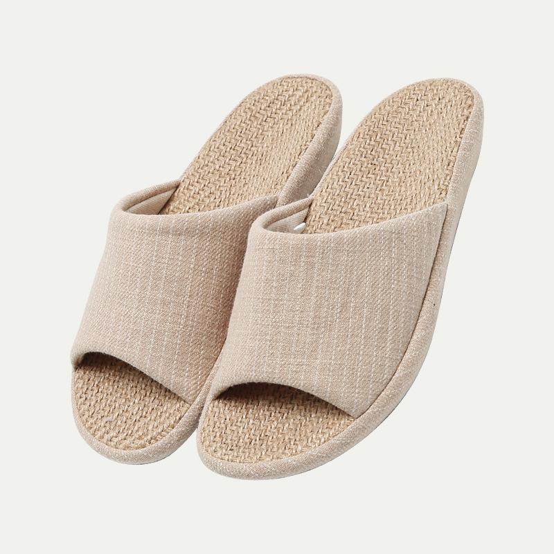 Strictly Selected, Japanese-style Vertical Stripes, Spring and Summer Thick-soled Linen Home Four-season Couple Home Basin Bottom Slippers