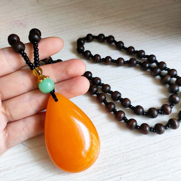 Этнический стиль бисерная подвеска из янтаря цепочка для свитера