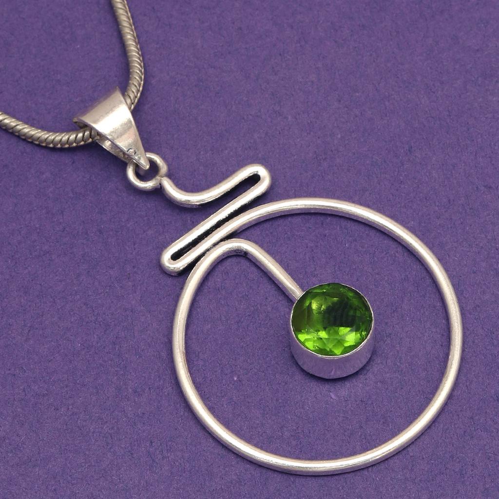 Peridot Gemstone Pendant Jewelry Set Quartz Necklace 18-20''