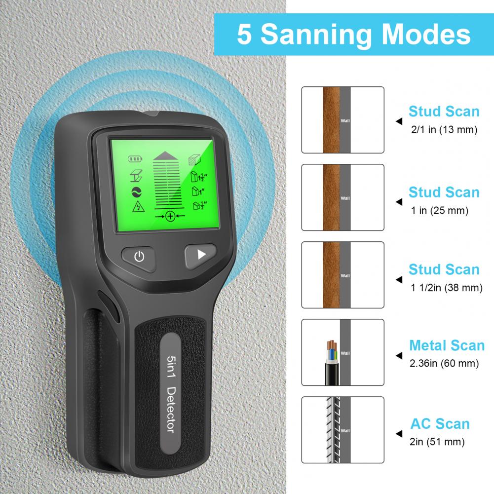 Accurate Stud Finder 5 In 1 Ergonomic Design Beam Finder Multi-purpose Hand-held Wall Scanner