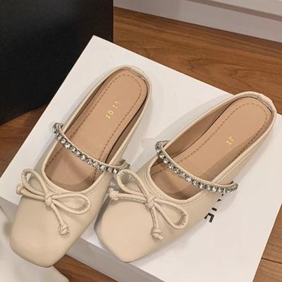 Мода 2024 года, новые осенние однотонные модные и удобные женские туфли на плоской подошве с бантом