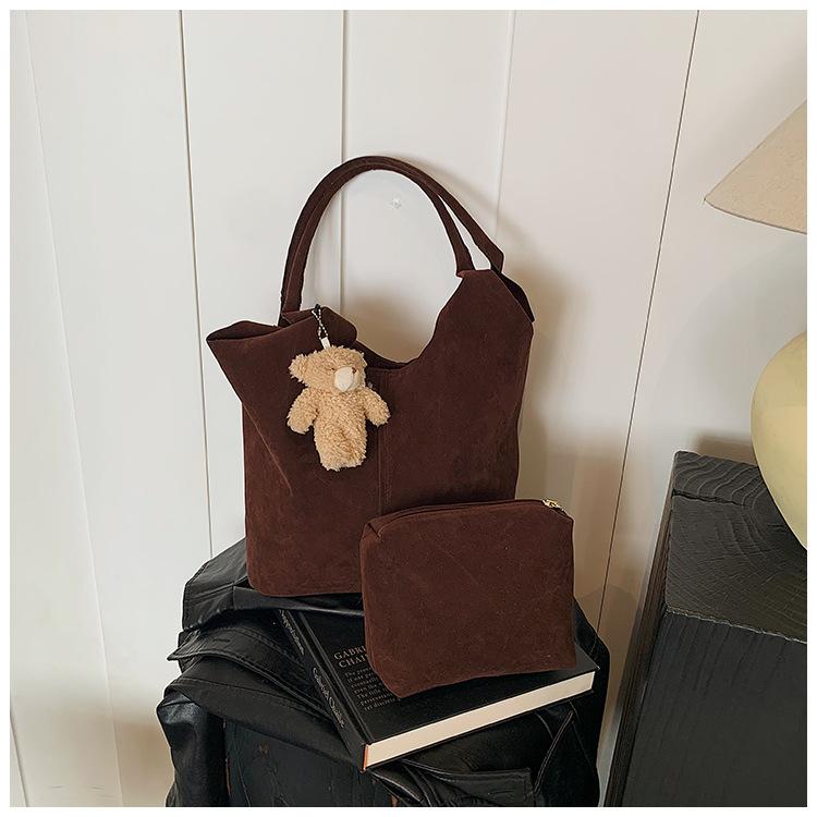 Suede Bag Women's Large-capacity New Spring and Summer Retro Shoulder Shopping Bag Commuter Tote Bag