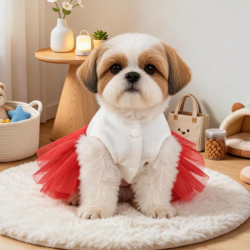 PETCIRCLE Pet Dress Cute Princess Style Santa Skirt Dogs Cats