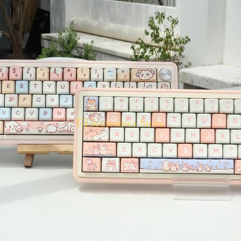 B03C Колпачки для клавиш Профиль MDA Мультяшные Милые Животные PBT DyeSublimation 151 Клавиша Колпачок для клавиш Подходит для Механических Клавиатур CrossCore