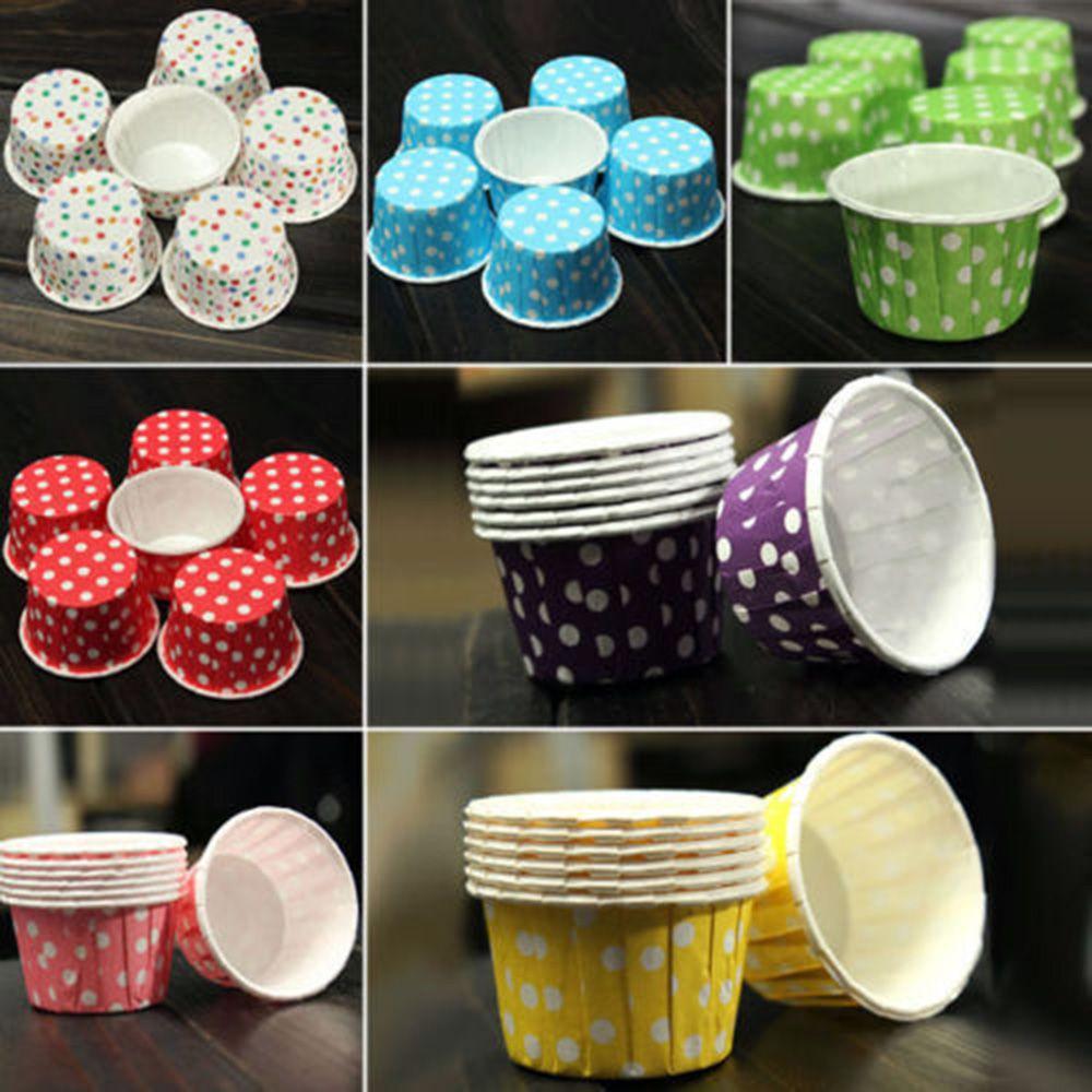 100PCS Home Grease-proof Dot Decorate Muffin Cup Baking Wrapper Pan Case Paper Cupcake Liner