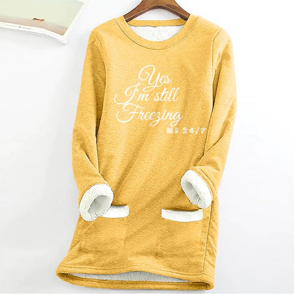 Women's Autumn And Winter Large Size Loose Thickened And Lamb's Wool Warm And Fitted Bottom Shirt With Pocket