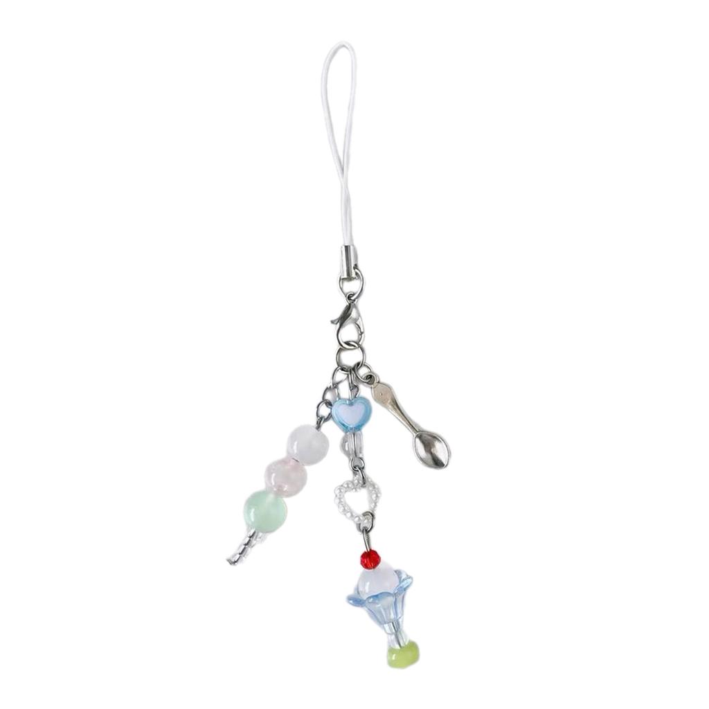 Sweet Phone Chain Strap Lanyard Ice Cream Bead Pendant Phone Charm Hangings Decoration Cute Phone Accessories