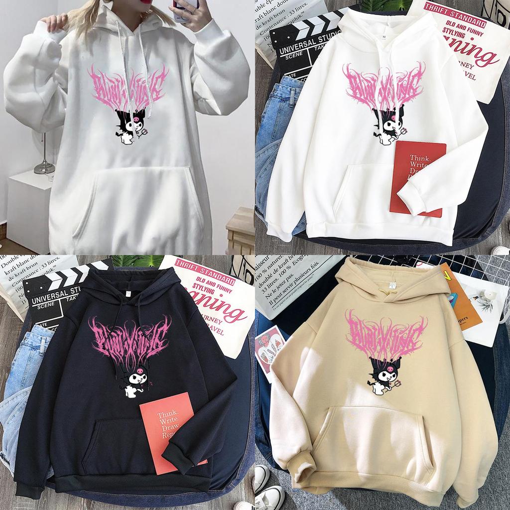 Soft And Comfortable Kawaii Kuromi Hoodie With Harajuku Punk Graphic Print