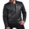 Мужская черная кожаная мотоциклетная байкерская куртка из овчины наппа, стеганое повседневное пальто | Клубная куртка |