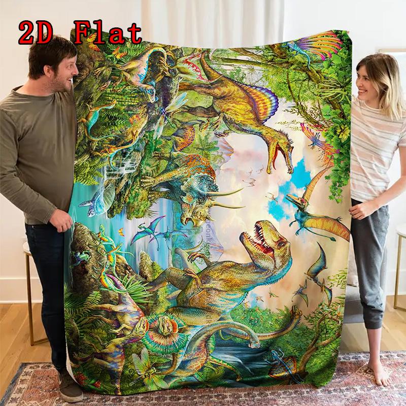 Jurassic Dinosaurs 2D Flat Pattern Flannel Blanket High quality All Seasons Warmth and Comfort Perfect for Christmas Gifts.MMT0918500