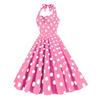 Женское винтажное платье 50-х годов в стиле ретро, ​​трапециевидной формы, без рукавов, с точечным принтом, контрастного цвета, эластичный бюст, повод для шеи, высокая узкая талия, открытая спина, длина до колена