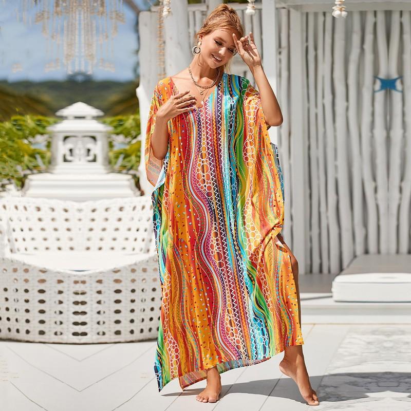 EDOLYNSA Длинное пляжное платье, накидки для женщин, парео де пляж, купальник, пляжные саронги, купальники, кафтан, пляжная одежда Q1476