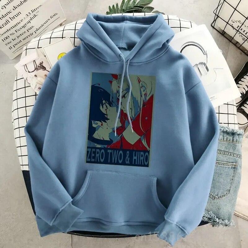 DARLING In The FRANXX Zero Two Толстовка Женская Harajuku Уличная одежда с длинным рукавом Эстетическая толстовка Пуловер Хлопковый свитшот Унисекс Толстовка