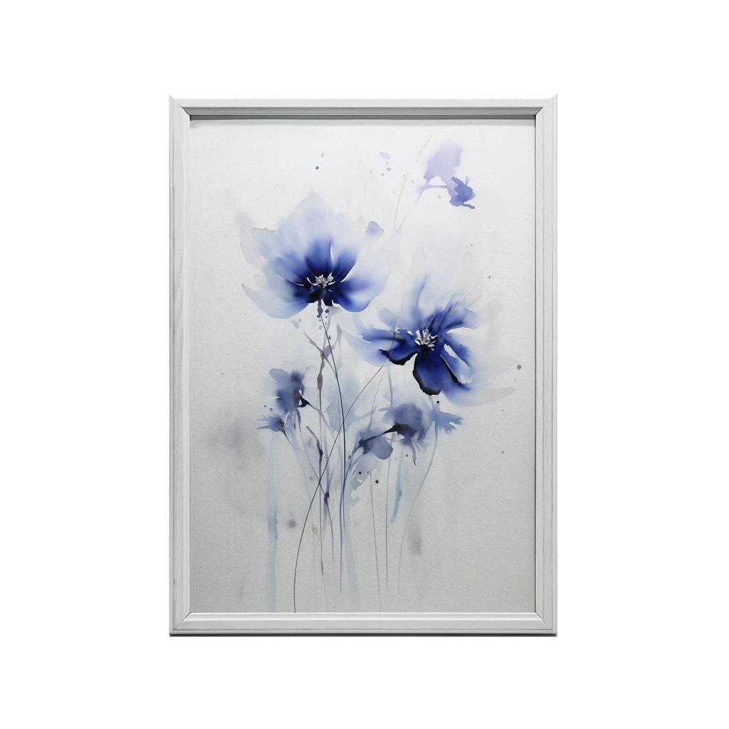Delikatne Niebieskie Kwiaty Delikatne Niebieskie Kwiaty, 30X40 Cm, Rama Aluminiowa Czarna, Papier Matowy 230 Gsm