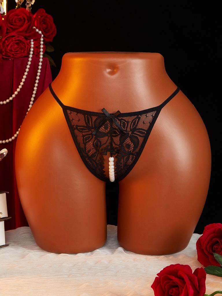 Горячее Сексуальное Сетчатое Ажурное Женское Белье Прозрачное Без Ластовицы Женские Кружевные Трусики с Открытой Промежностью и Отделкой Бисером Эротический Костюм
