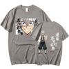 Anime Demon Slayer Shinazugawa Sanemi Cartoon Printed T-Shirt Manga Kimetsu No Yaiba Short Sleeves T Shirt Casual Cotton Tee Shirts Unisex Streetwear