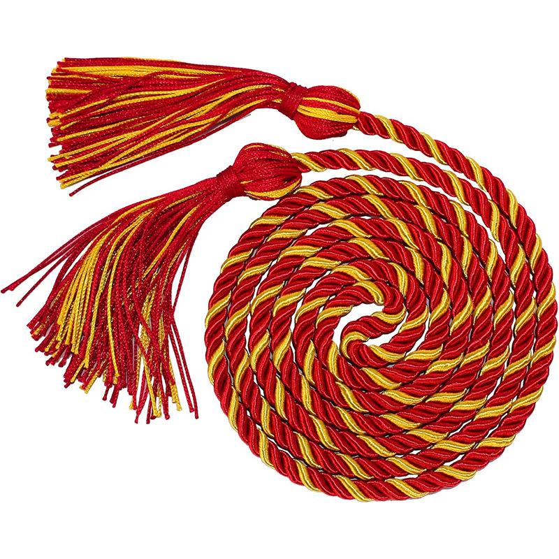 170CM Graduation Honor Cord Double Fringe Tassels Long Rope for Academic Ceremony Student Outfit Party Accessory