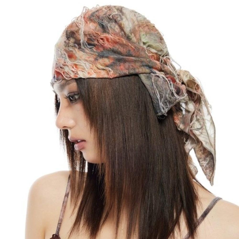 Панк Тай-дай Повязка для волос Y2K Потертый Рваный Топ-труба Стиль Пустоши Шарф для волос Уличная одежда