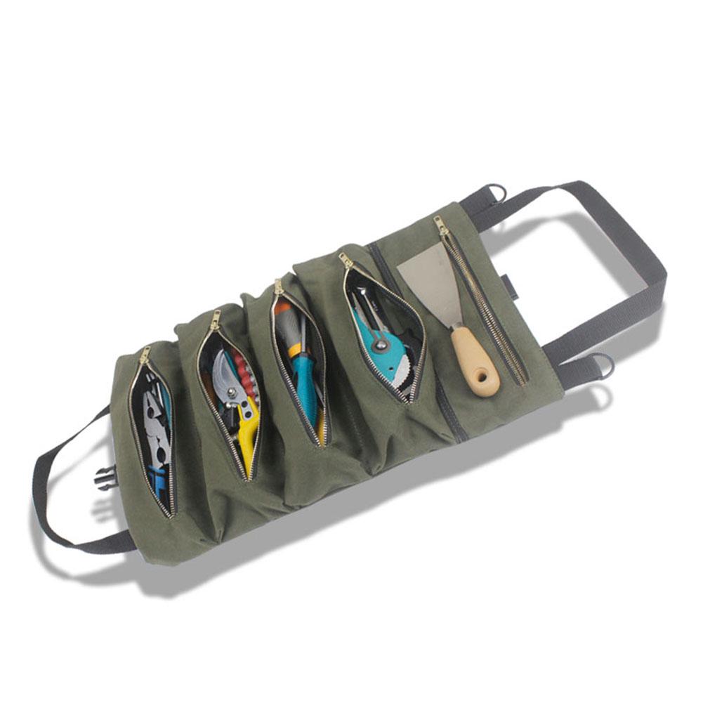 Портативный холщовый карман на молнии, рулон инструментов, гаечный ключ, отвертка, сумка для хранения, чехол