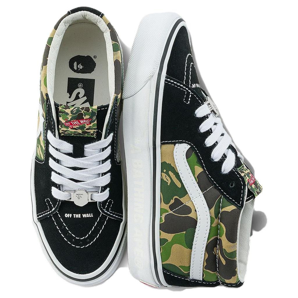 BAPE X Vans Sk8-Mid 83 ABC Camo Unisex Sneakers Multi-Color Green VN000MZGCX3
