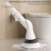 1 Set Electric Cleaning Brush with 4 Replaceable Brush Heads Rotary Extension Handle Waterproof Cordless Bathroom Floor Tile Spin Scrubber