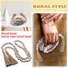Wooden Beads Hemp Rope Tassel Beads Retro Home Decoration