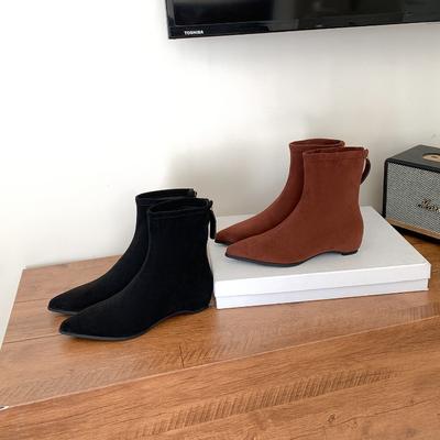 Ретро остроносые замшевые универсальные ботильоны на скрытой платформе, женские осенне-зимние ботинки Мартин