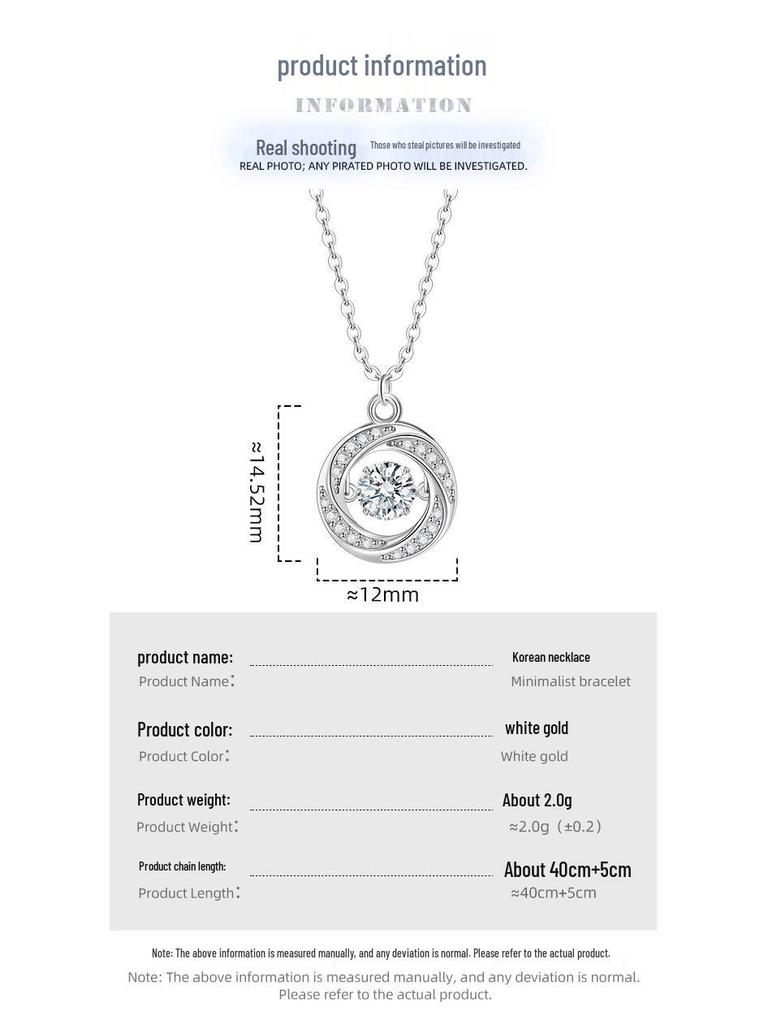 Женское колье-подвеска «Танцующее сердце» из серебра 925 пробы - Роскошная круглая цепочка для ключиц, Рождественский подарок