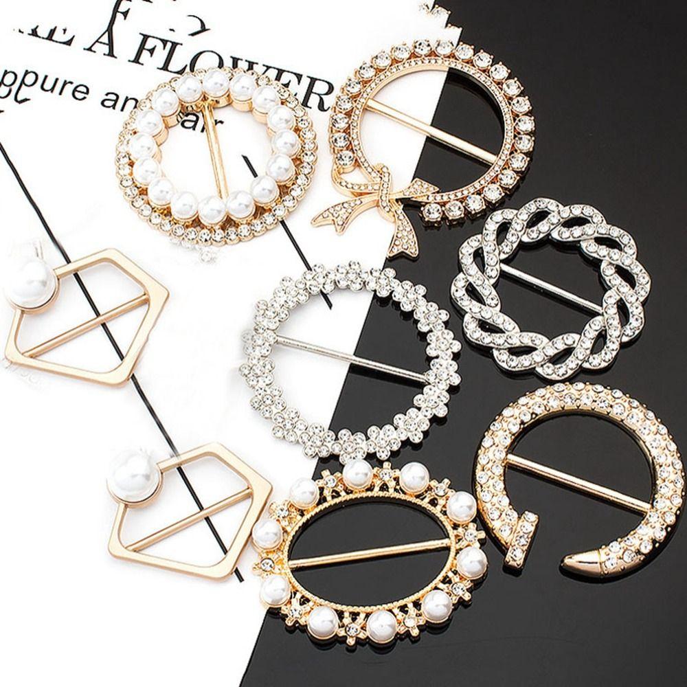 Шарф с жемчужной пряжкой и металлической завязанной пуговицей, новый шарф с завязанной пряжкой и кольцом