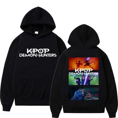 K-pop Охотники на демонов Принт из фильма Худи Мужское Женское Свободное Худи-пуловер Харадзюку Y2K Мода Длинный рукав Уличная одежда