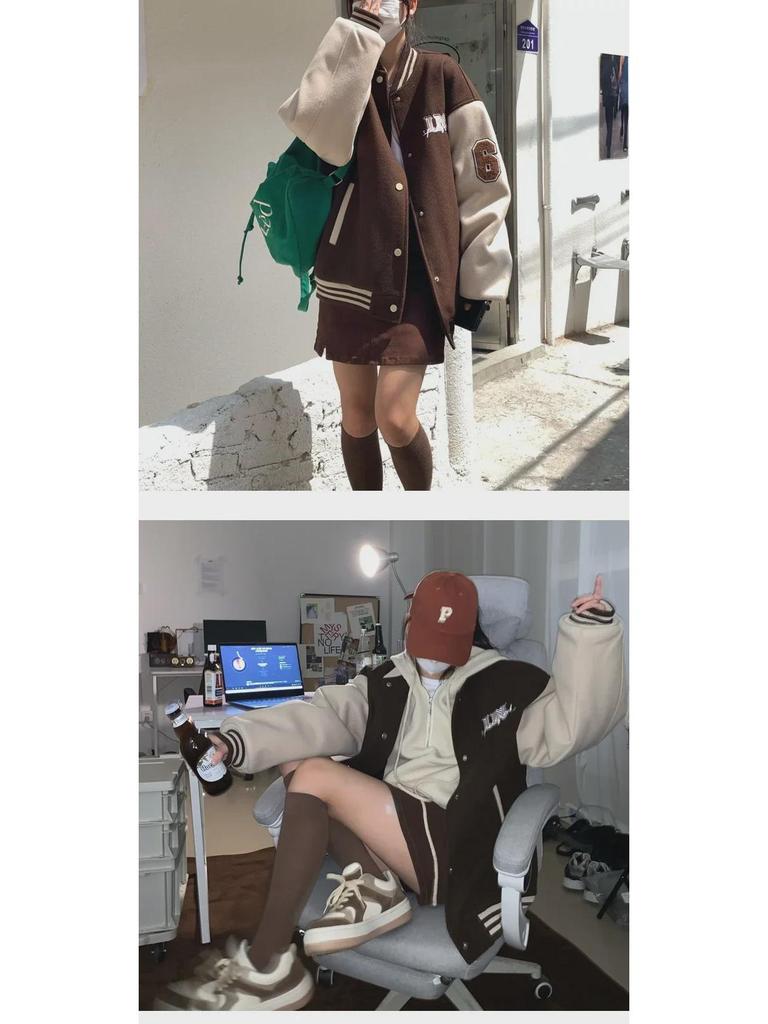 Женская зимняя модная корейская бейсбольная куртка из бархата с вышивкой