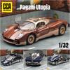 New 1:32 Pagani Utopia Alloy Sports Car Model Diecasts Metal Racing Car Vehicles Model Simulation Sound and Light Childrens Toy Gift