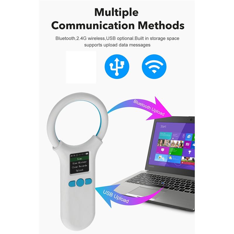 B03B-Считыватель RFID для животных 134,2 кГц/125 кГц Питомец FDX-B EMID Регулируемый звук Яркость USB Собака Кошка Лошадь Ручной Мини-сканер