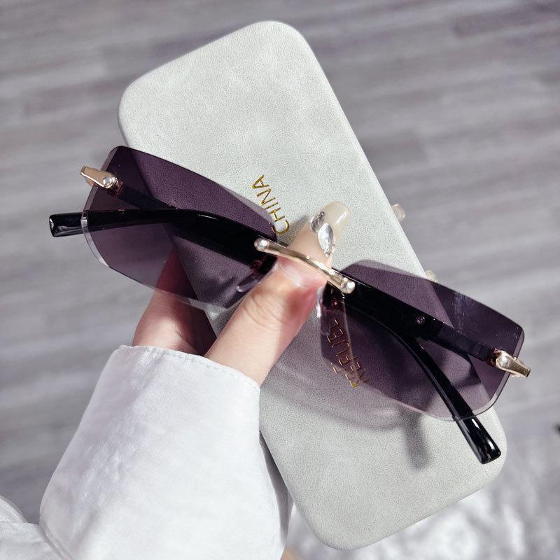 Women's Fashion Metal Frameless Square Sunglasses - 2024 Trend
