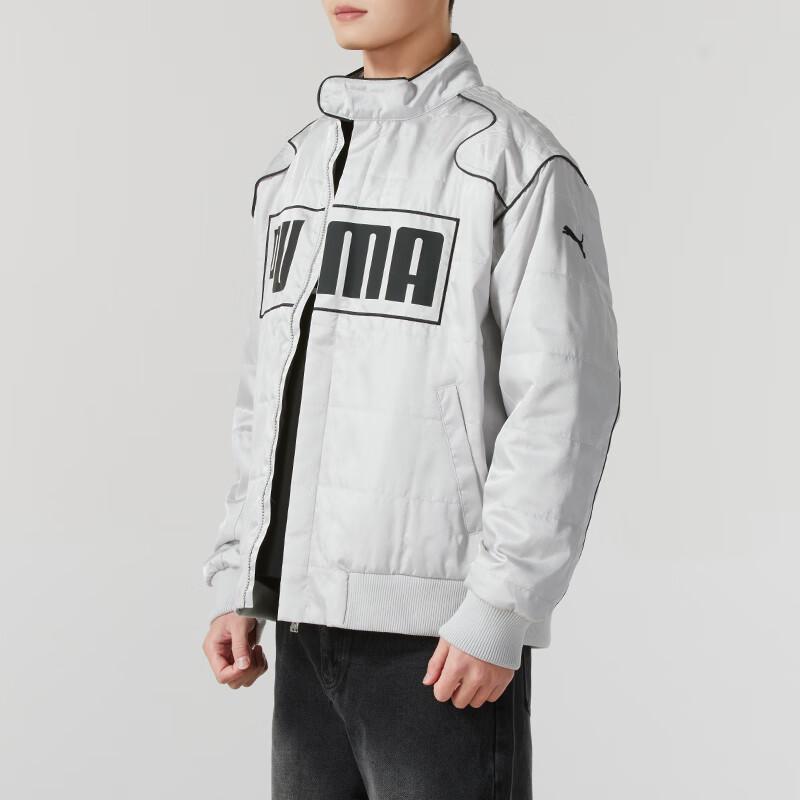 Puma Ветрозащитная теплая хлопковая куртка с воротником-стойкой на молнии с длинным рукавом, унисекс, серая 631974-61