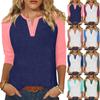 Жен. Футболка С принтом Пуговицы Рукав 3/4 Повседневные Выходные Мода Классический Классический V-образный вырез Обычный Верх