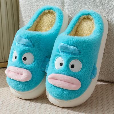 Хлопковые тапочки женские милые мультяшные с головой-мешком нескользящие шерстяные тапочки зимние теплые на толстой подошве обувь для родов